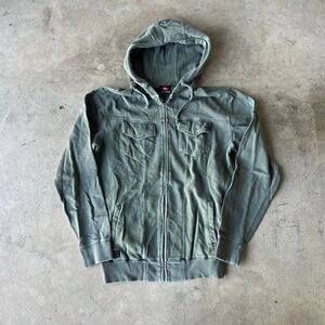 Quiksilver Military style Zip up hoodie pockets detailed Mens size L Large